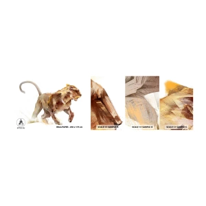 Vzor Fototapety Samolepicí Deluxe Sticker - Divoká elegance - Zvířata, Lev, Abstrakce - 100x30 cm