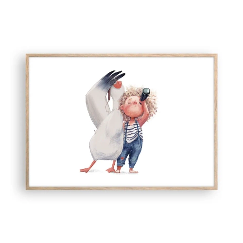 Plakát v rámu světlý dub - Plán na skvělou cestu - 100x70 cm