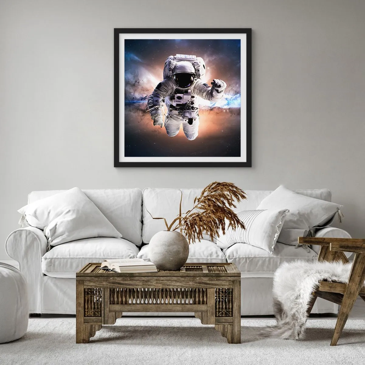 Plakát v černém rámu - Pozdravy z vesmíru - 30x30 cm