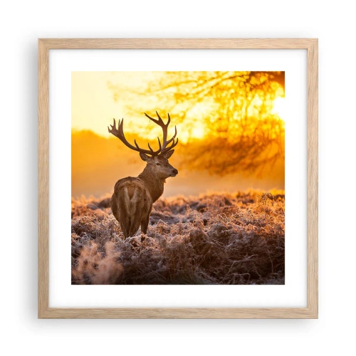 Plakát v rámu světlý dub - Král podzimního lesa - 40x40 cm