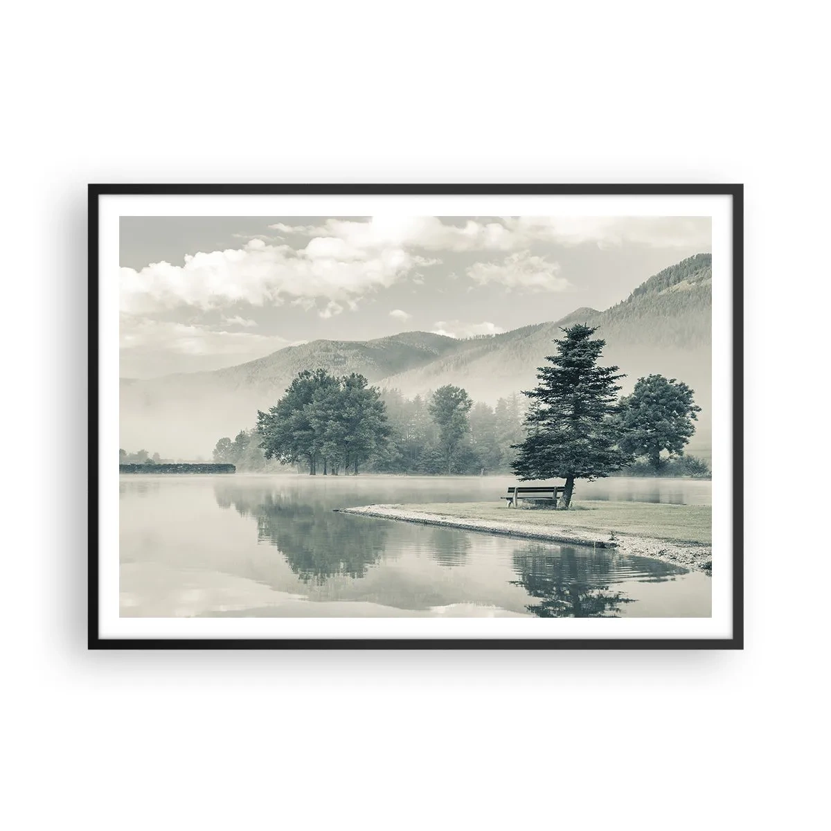 Plakát v černém rámu - Jezero ještě spí - 100x70 cm