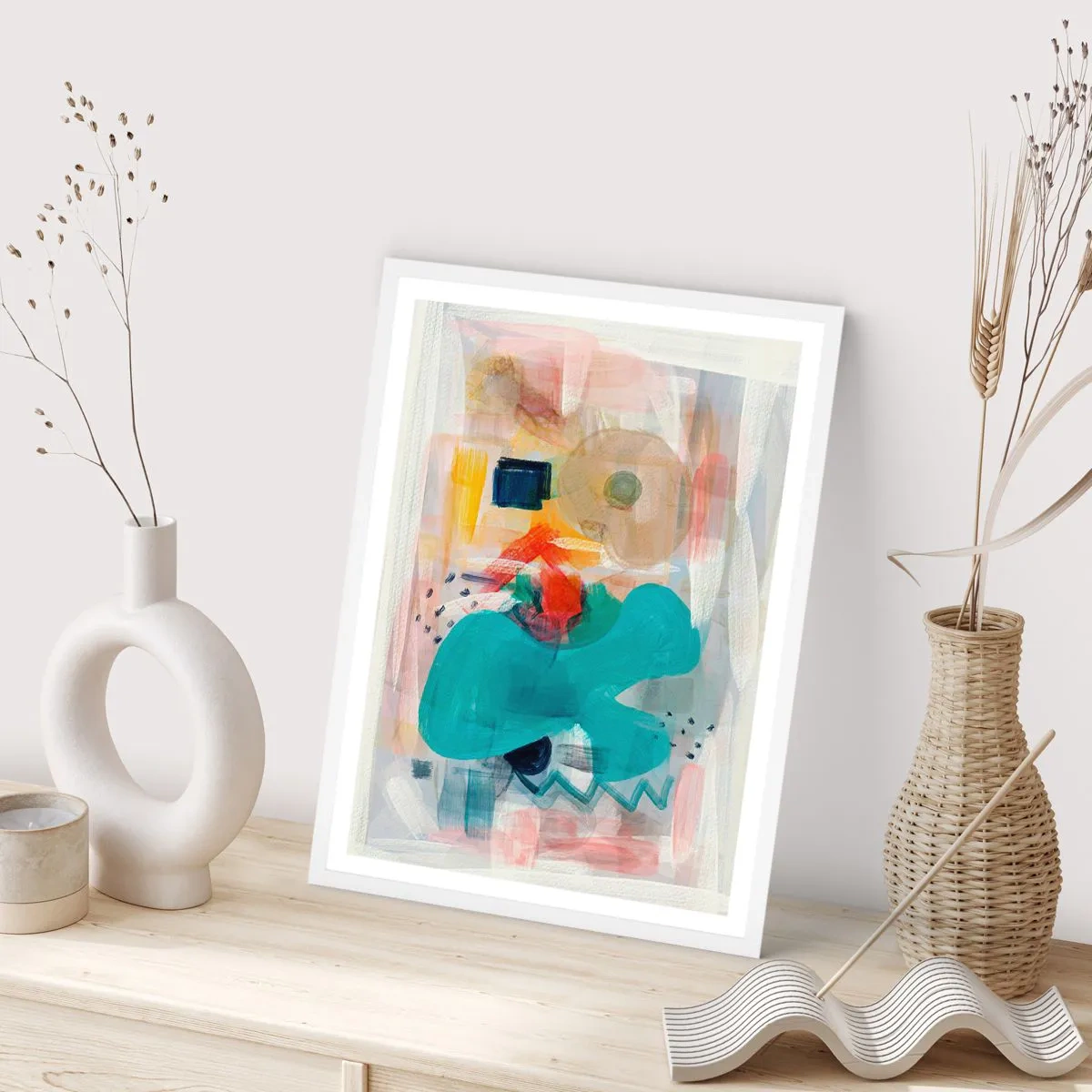 Plakát v bílém rámu - Barevná hra - 40x50 cm