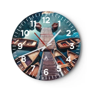 Nástěnné hodiny - Čekám v přístavu - 30x30 cm