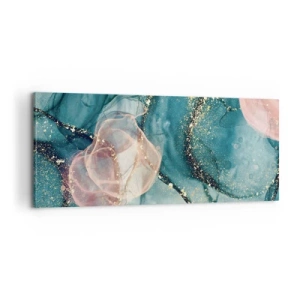 Obraz na plátně - Modré hedvábí modré, růžový tyl - 100x40 cm