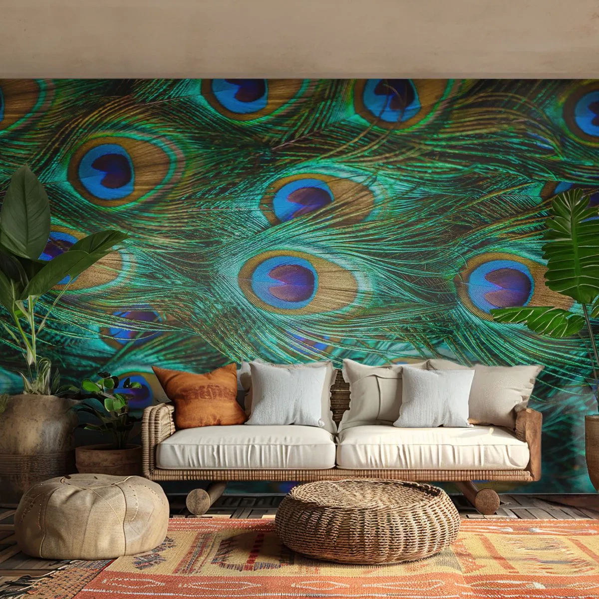 Fototapeta Premium Canvas - Paví pohled - Abstrakce, Paví peří, Ptačí pírko - 400x280 cm