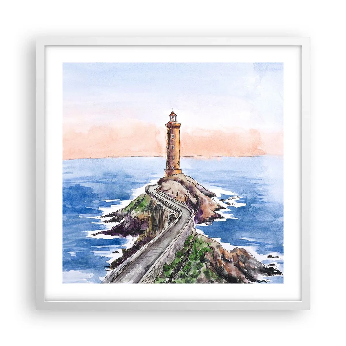 Plakát v bílém rámu - Tváří v tvář moři - 50x50 cm