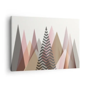 Obraz na plátně - Barevné geometrické hory v pastelových odstínech - 70x50cm - Pyramidální pohled - Moderní nástěnná dekorace do obývacího pokoje a ložnice ARTTOR