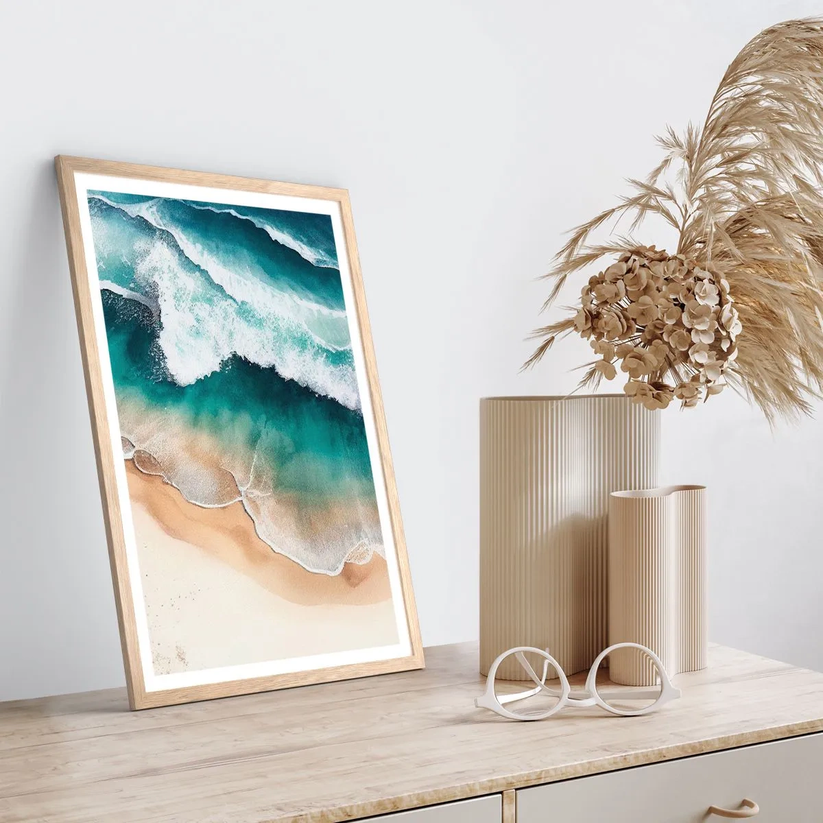 Plakát v rámu světlý dub - Odvěké setkání - 61x91 cm