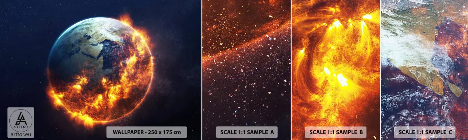 Fototapeta Vzorek Standard Eco - Plamen apokalypsy - Kosmos, Planeta Země, Plameny ohně - 100x30 cm