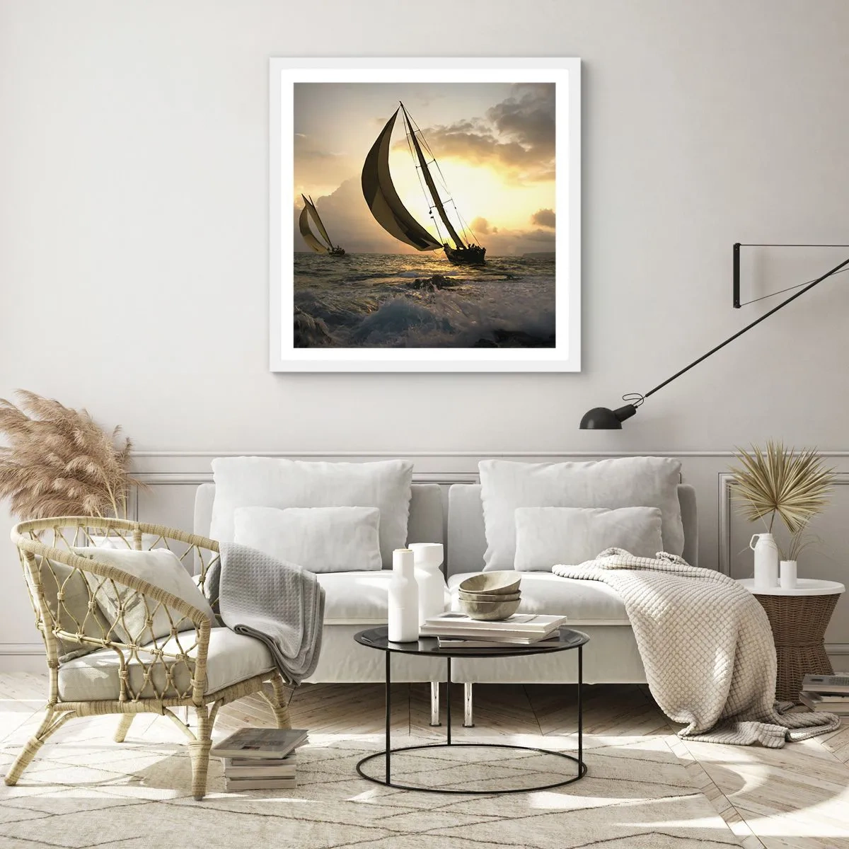 Plakát v bílém rámu - S větrem a proti větru - 40x40 cm