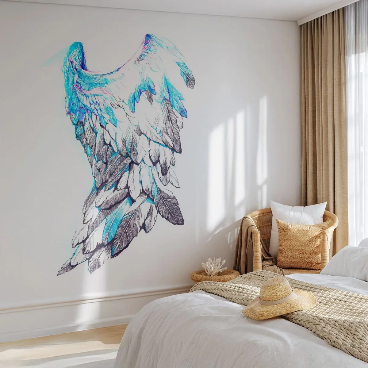 Fototapeta Samolepicí Deluxe Sticker - Potřebuji křídla - Abstrakce, Ptačí křídlo, Ptačí peří - 250x175 cm
