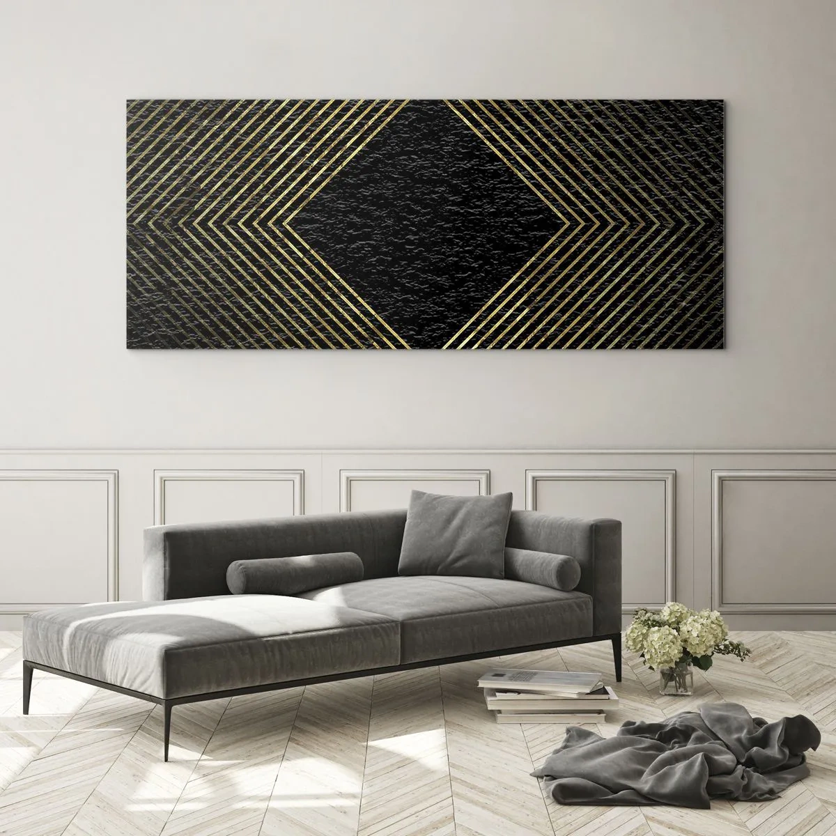 Obraz na skle - Geometrie ve stylu glamour - 140x50 cm