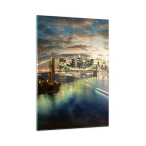 Obraz na skle - Zářivý večer nad Manhattanem - 50x70 cm