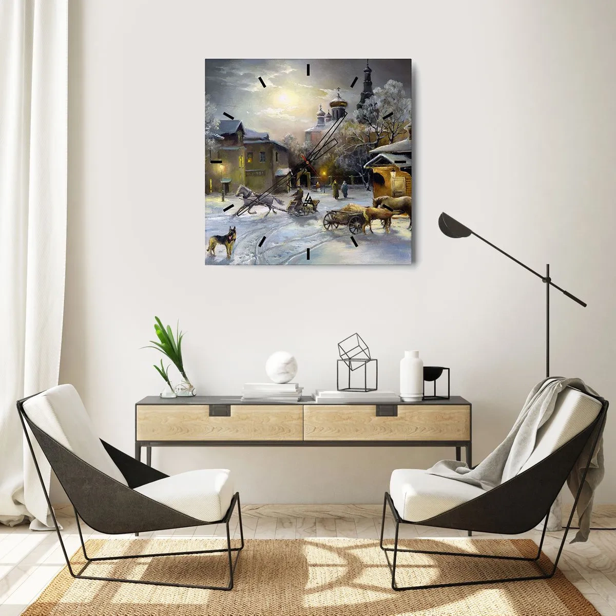 Nástěnné hodiny - Kouzlo ruské zimy - 30x30 cm