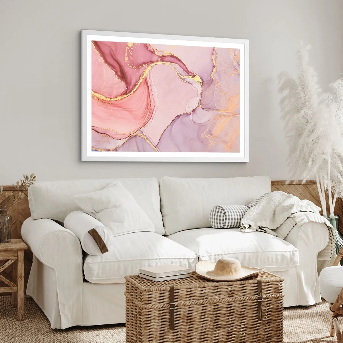 Plakát v bílém rámu - Mazlení barev - 100x70 cm