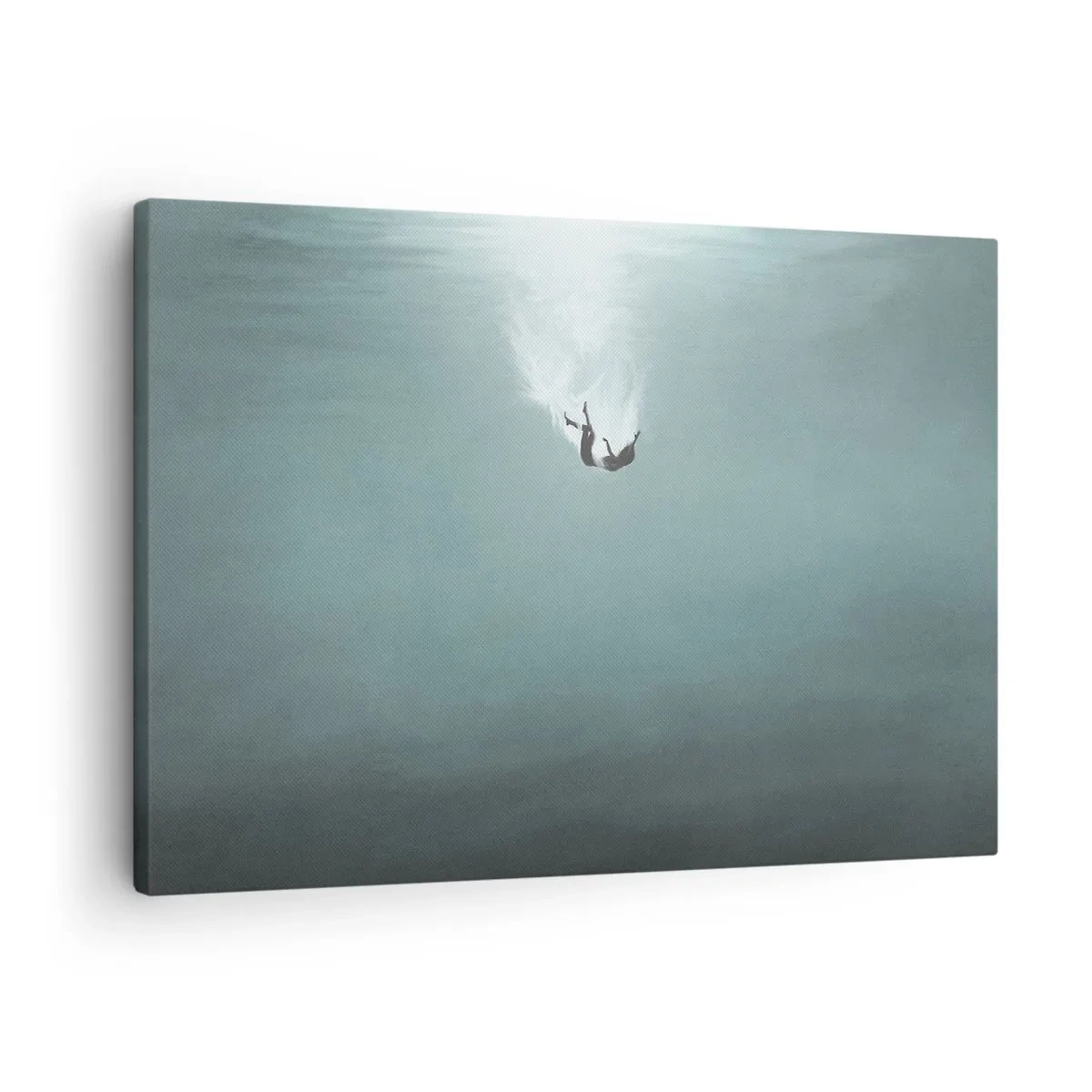 Obraz na plátně - Postava ponořená v hluboké tyrkysové vodě - 70x50cm - V objetí oceánu - Moderní nástěnná dekorace do obývacího pokoje a ložnice ARTTOR