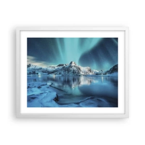 Plakát v bílém rámu - Noc plná světla - 50x40 cm