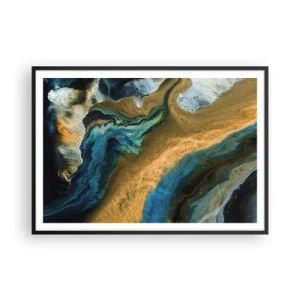 Plakát v černém rámu - Modrá – žlutá – vzájemné vlivy - 100x70 cm
