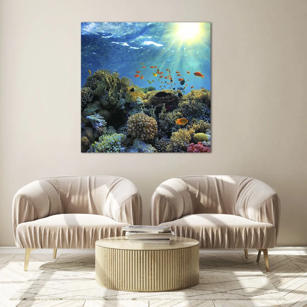 Obraz na skle - Podvodní poklady - 70x70 cm