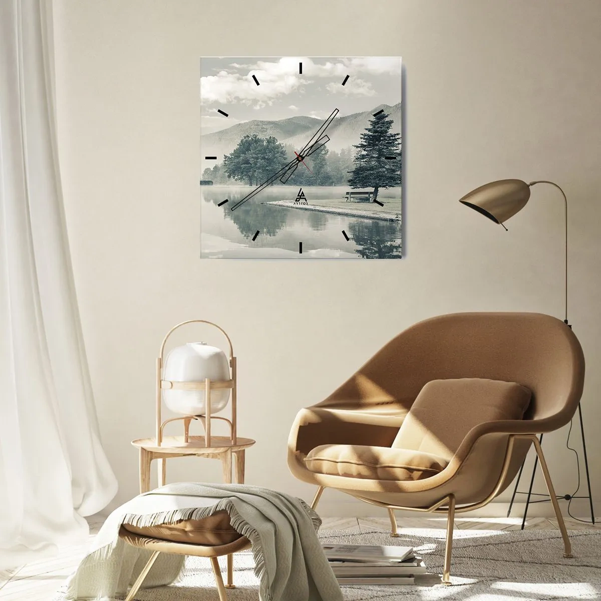 Nástěnné hodiny - Jezero ještě spí - 40x40 cm