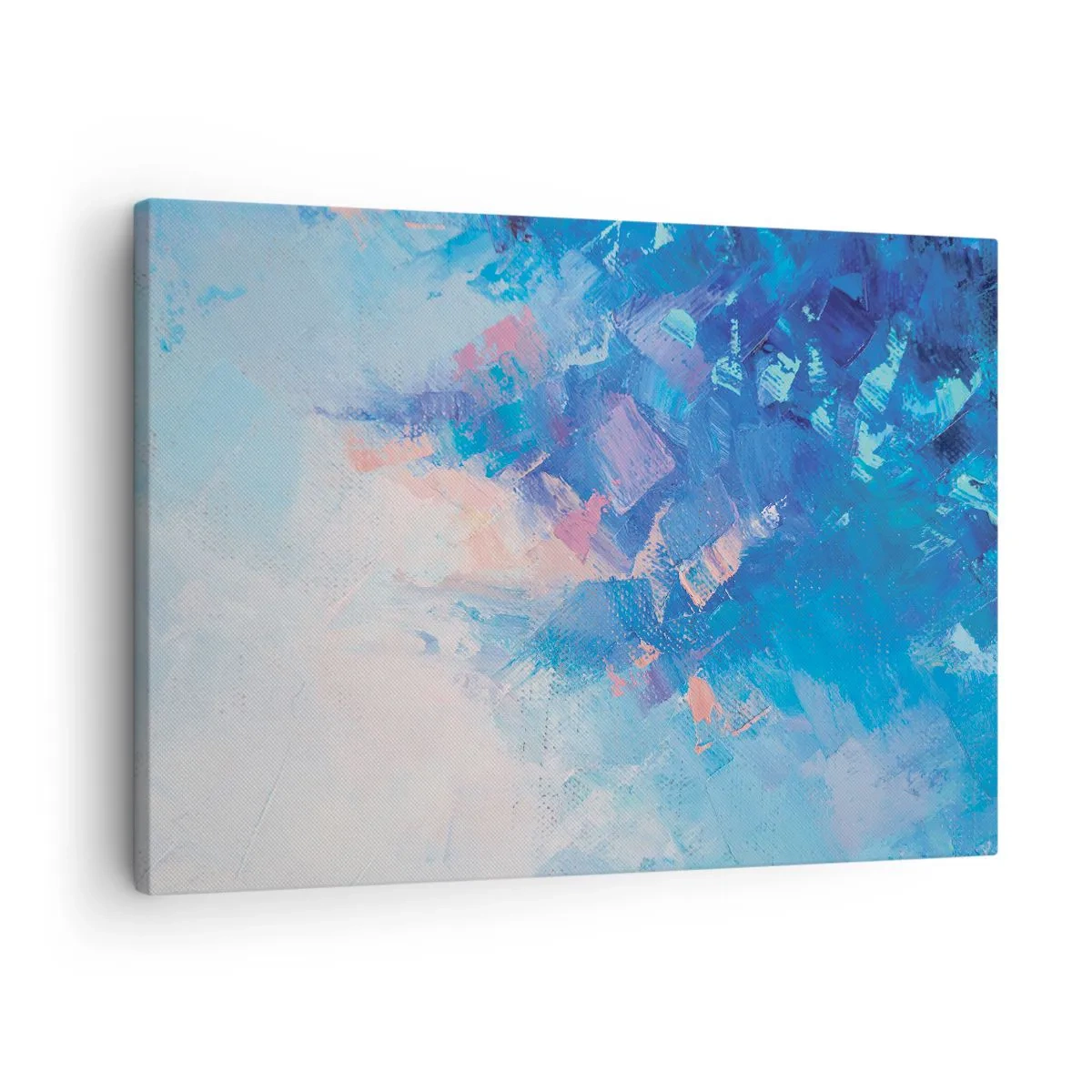 Obraz na plátně - Abstraktní kompozice v odstínech modré a růžové - 70x50cm - Zimní abstrakce - Moderní nástěnná dekorace do obývacího pokoje a ložnice ARTTOR