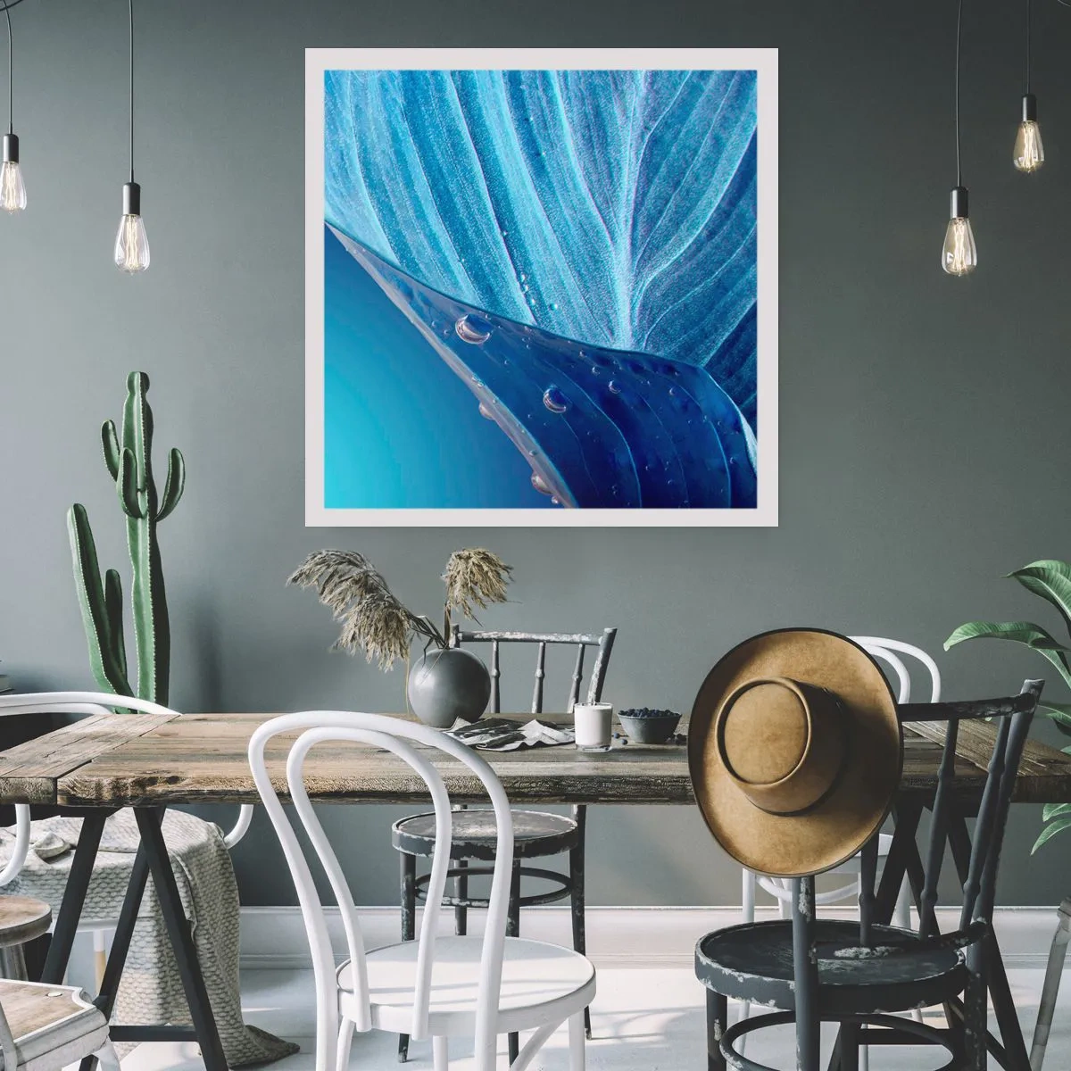 Plakát - Skryté kapky modři - 50x50 cm