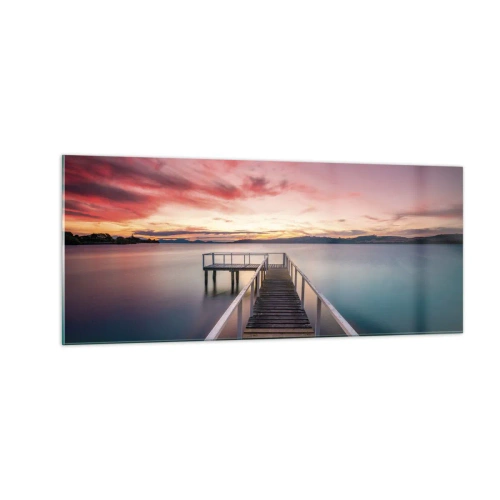 Obraz na skle - Jemný plamen večera - 100x40 cm