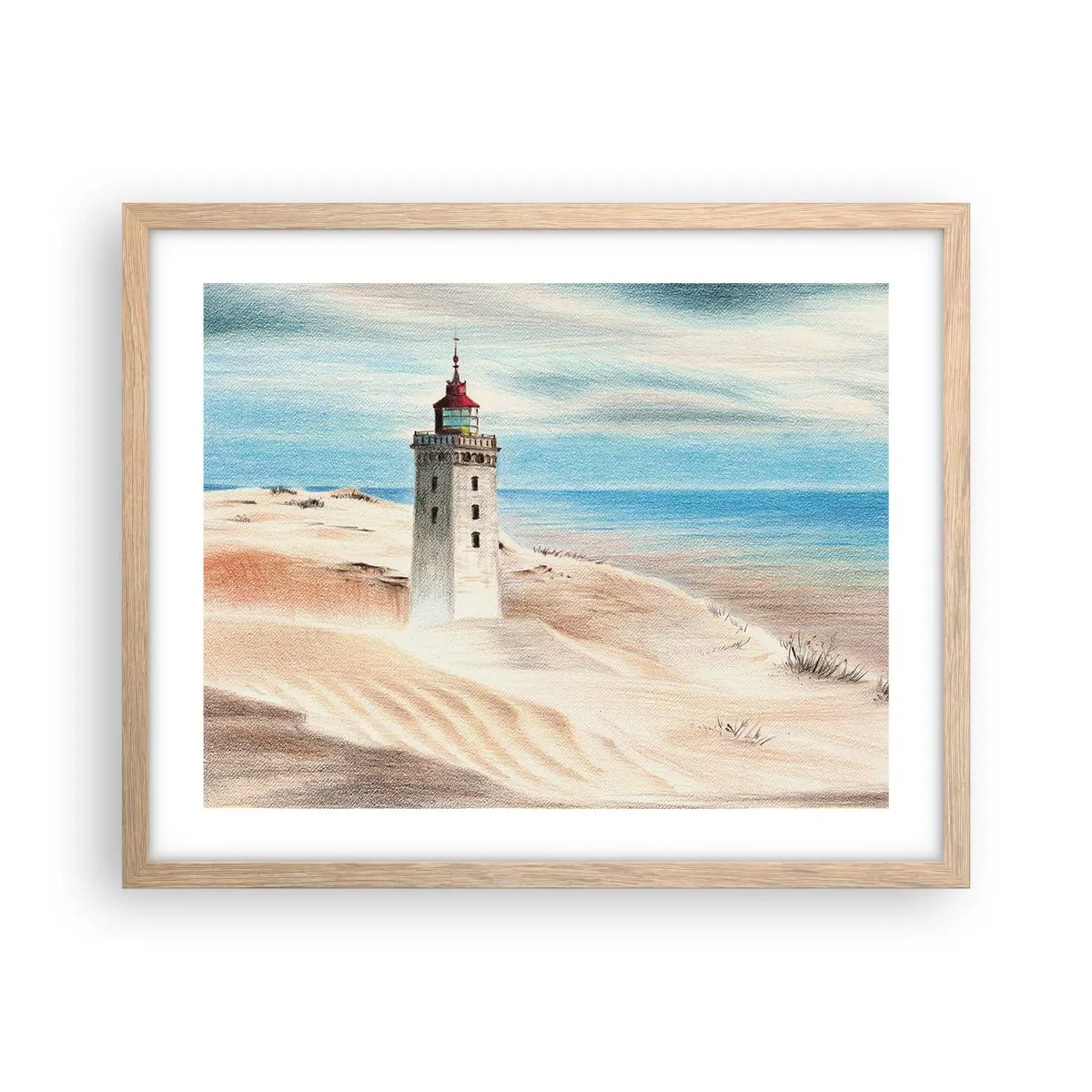 Plakát v rámu světlý dub - Vždy hledí na moře - 50x40 cm