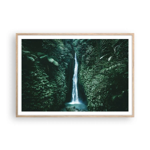 Plakát v rámu světlý dub - Tropický pramen - 100x70 cm