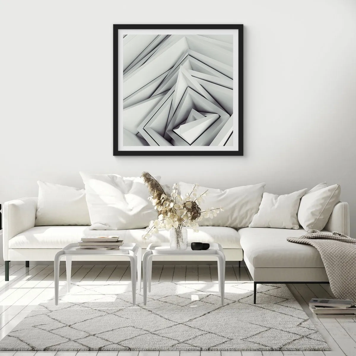 Plakát v černém rámu - Symfonie ostrých úhlů - 40x40 cm
