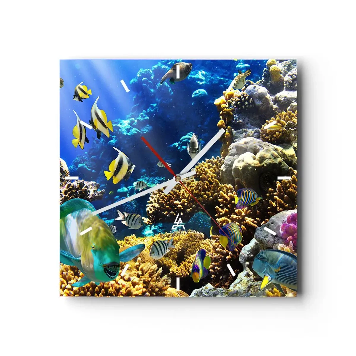 Nástěnné hodiny - Velký provoz na prázdninové stezce - 40x40 cm