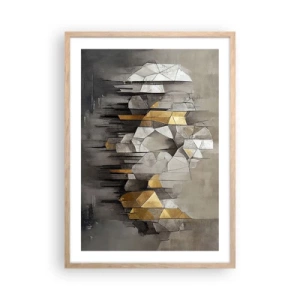 Plakát v rámu světlý dub - Kompozice z ledu a světla - 50x70 cm