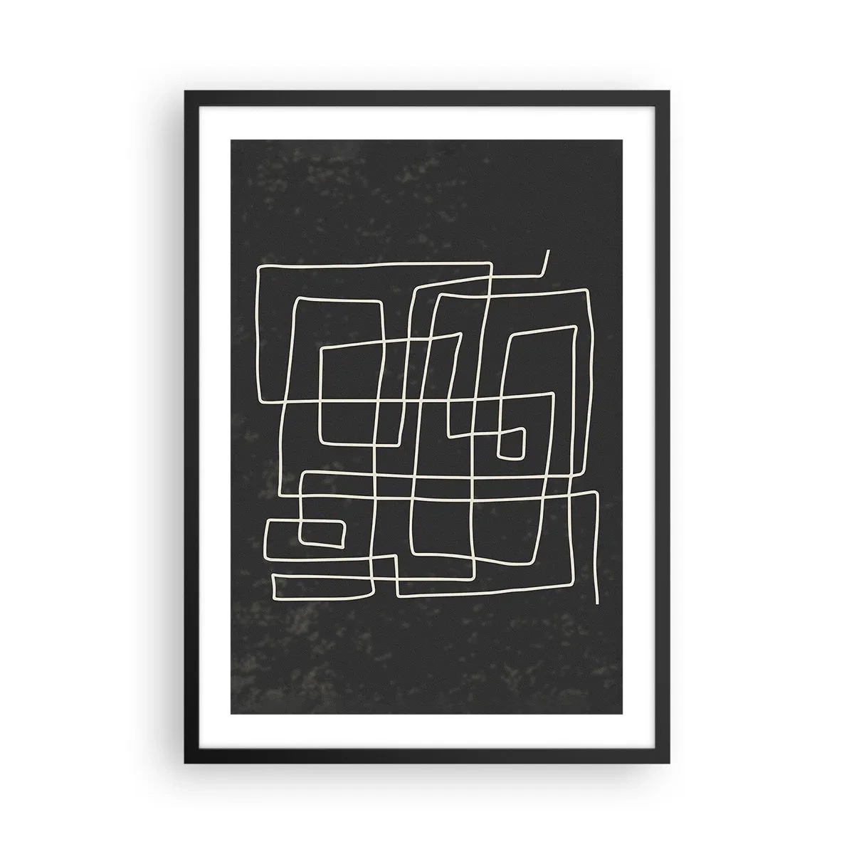 Plakát v černém rámu - Geometrická abstrakce na černém pozadí - 50x70cm - Není to tak jednoduché - Moderní nástěnná dekorace do obývacího pokoje a ložnice ARTTOR