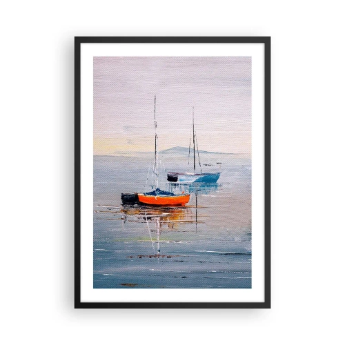 Plakát v černém rámu - Plachetnice na klidné vodě - 50x70cm - Zasloužený odpočinek - Moderní nástěnná dekorace do obývacího pokoje a ložnice ARTTOR