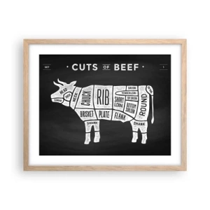 Plakát v rámu světlý dub - Slabikář řezníka - 50x40 cm