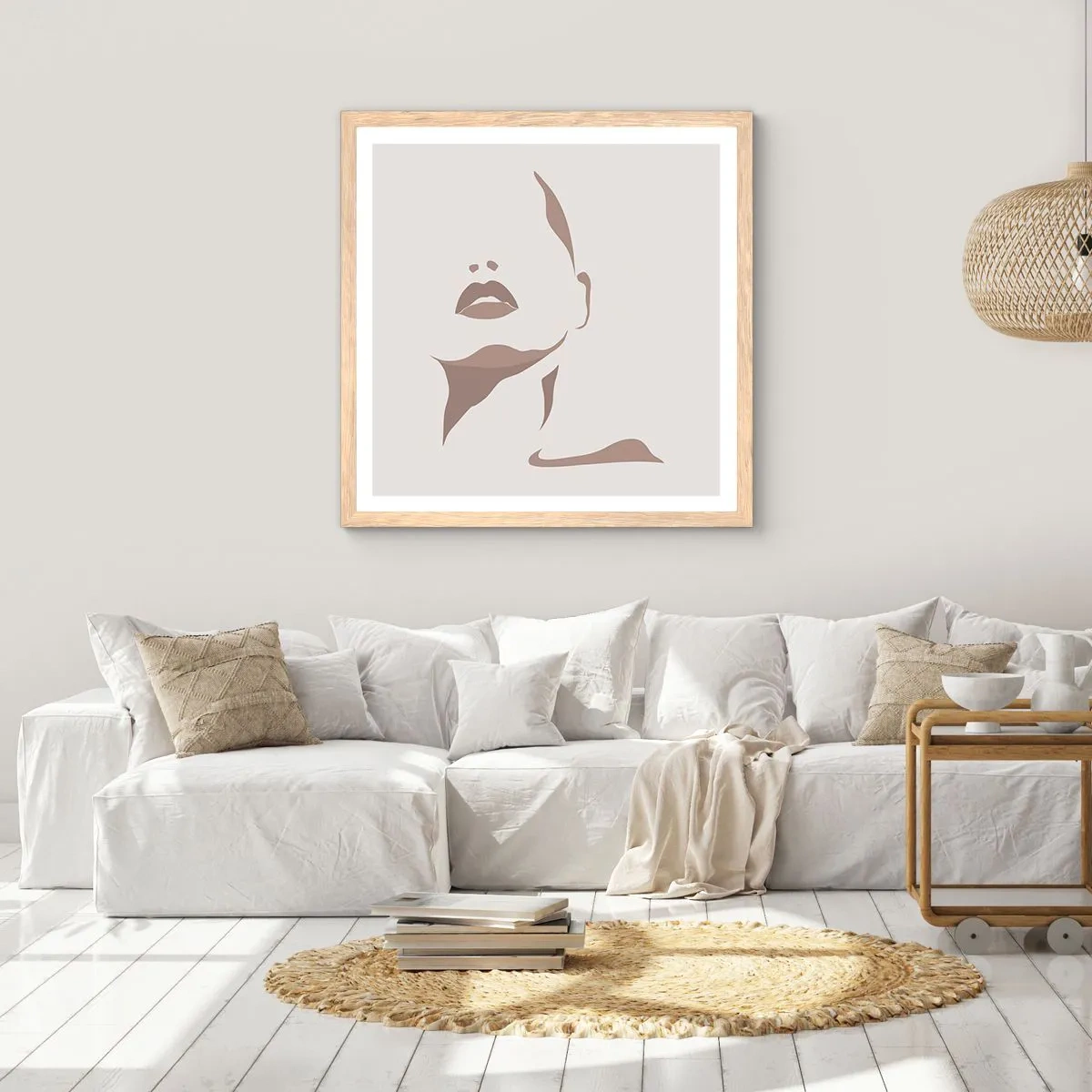 Plakát v rámu světlý dub - Stvořená ze světla a stínu - 50x50 cm