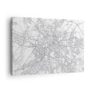 Obraz na plátně - Podrobná černobílá mapa města - 70x50cm - Květ Berlína - Moderní nástěnná dekorace do obývacího pokoje a ložnice ARTTOR