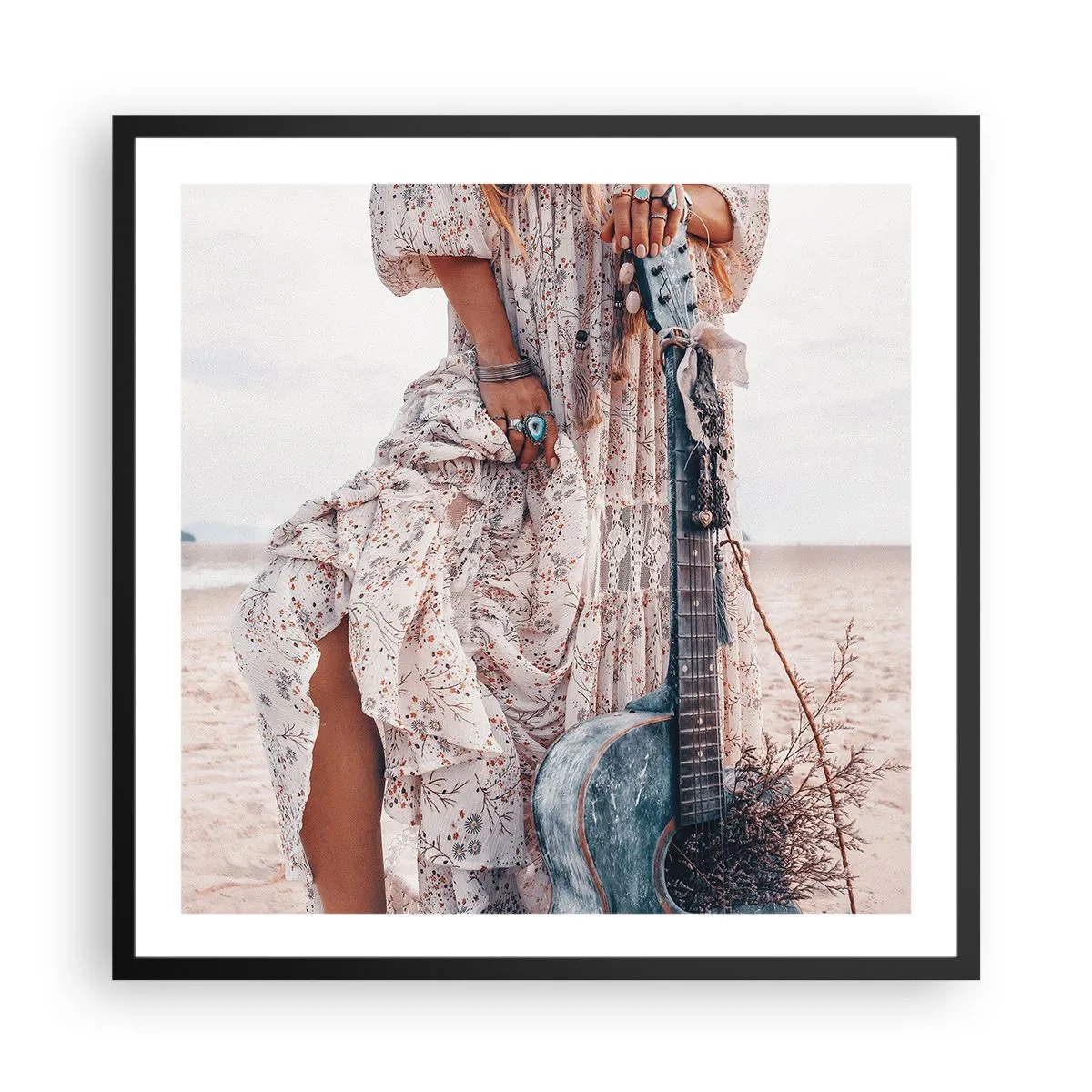 Plakát v černém rámu - Květinové děti na cestě - 60x60 cm