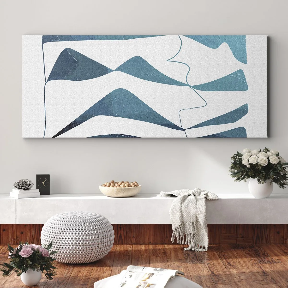 Obraz na plátně - Abstrakce: tyrkysový vztah - 100x40 cm