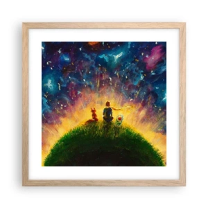 Plakát v rámu světlý dub - Láska a přátelství - celý svět - 40x40 cm