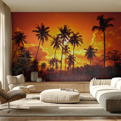Fototapeta Premium Sand - Hoří hory, hoří lesy - palmy, Tropy, slunce - 200x140 cm