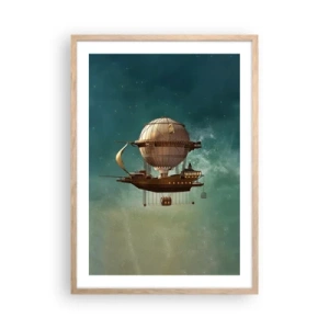 Plakát v rámu světlý dub - Julius Verne zdraví - 50x70 cm