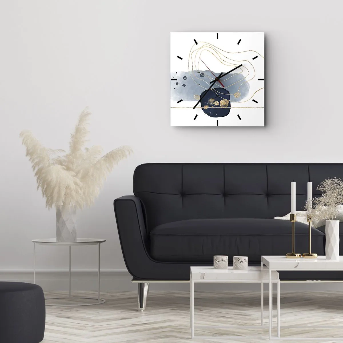 Nástěnné hodiny - Modro-zlatá fantazie - 30x30 cm