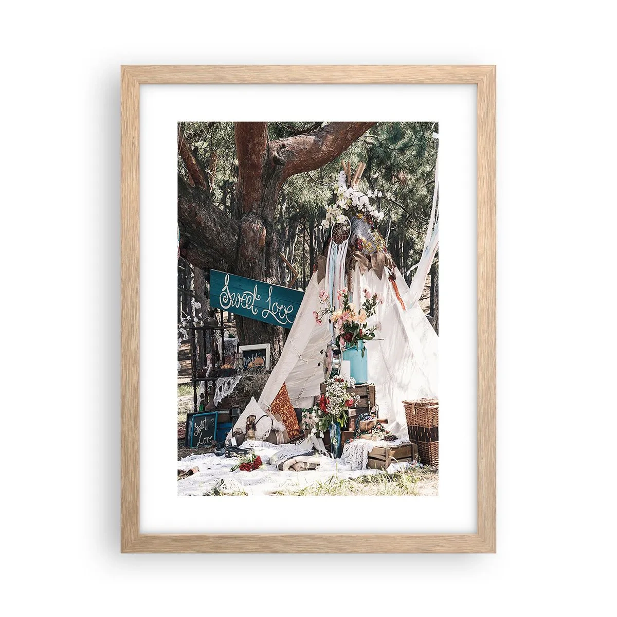 Plakát v rámu světlý dub - Make love… - 30x40 cm