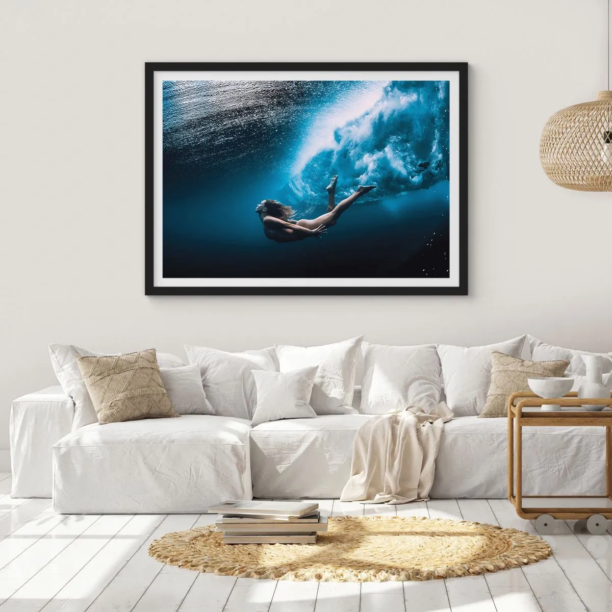 Plakát v černém rámu - Současná mořská panna - 70x50 cm