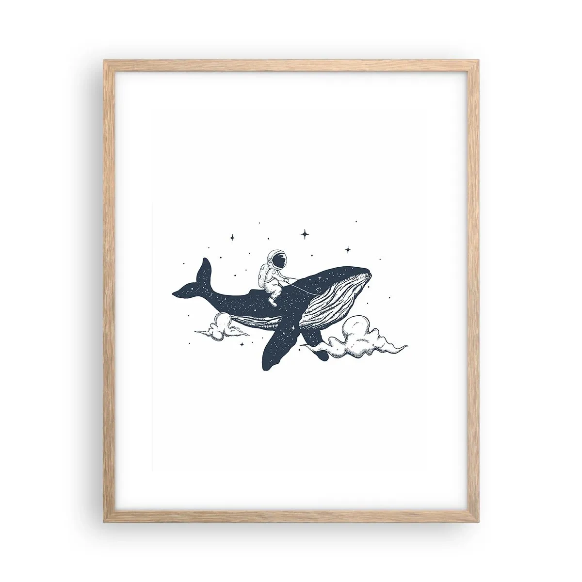 Plakát v rámu světlý dub - Vesmírné dobrodružství - 40x50 cm