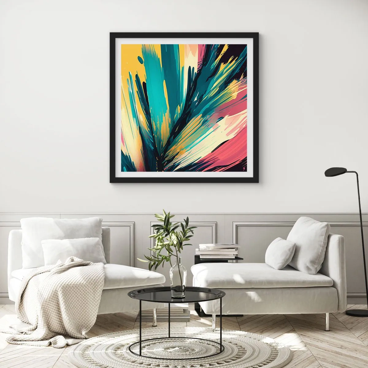Plakát v černém rámu - Kompozice – exploze radosti - 30x30 cm