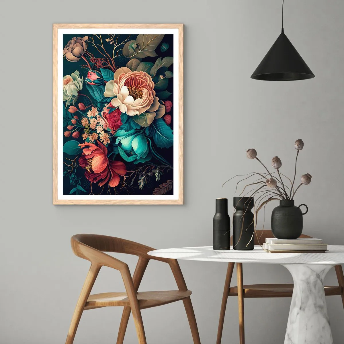 Plakát v rámu světlý dub - Půvab 19. století - 70x100 cm