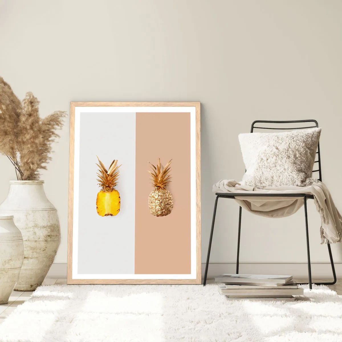 Plakát v rámu světlý dub - Ananas pro nás - 61x91 cm