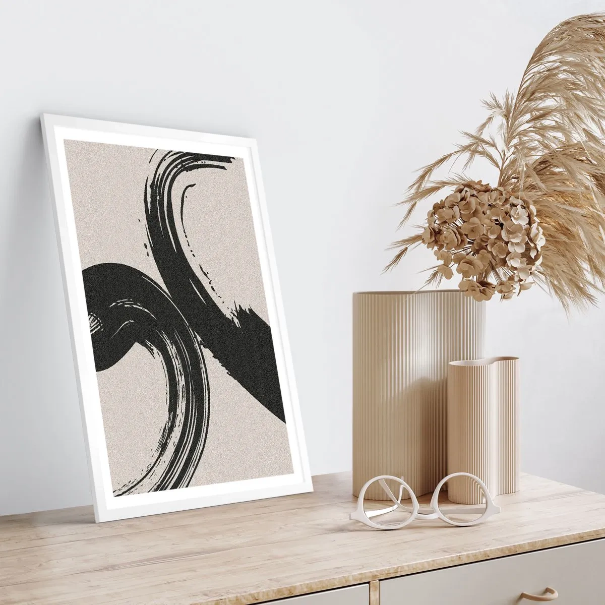 Plakát v bílém rámu - Rozmáchle a dokola - 40x50 cm